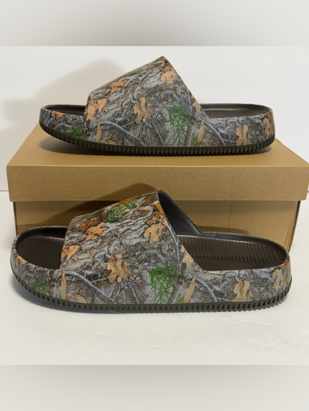 Nike Calm Slide Sandals M11/W12.5 Realtree Camo Edge Baroque Brown